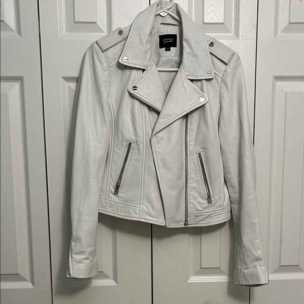 Lamarque White Leather Jacket Medium - image 1